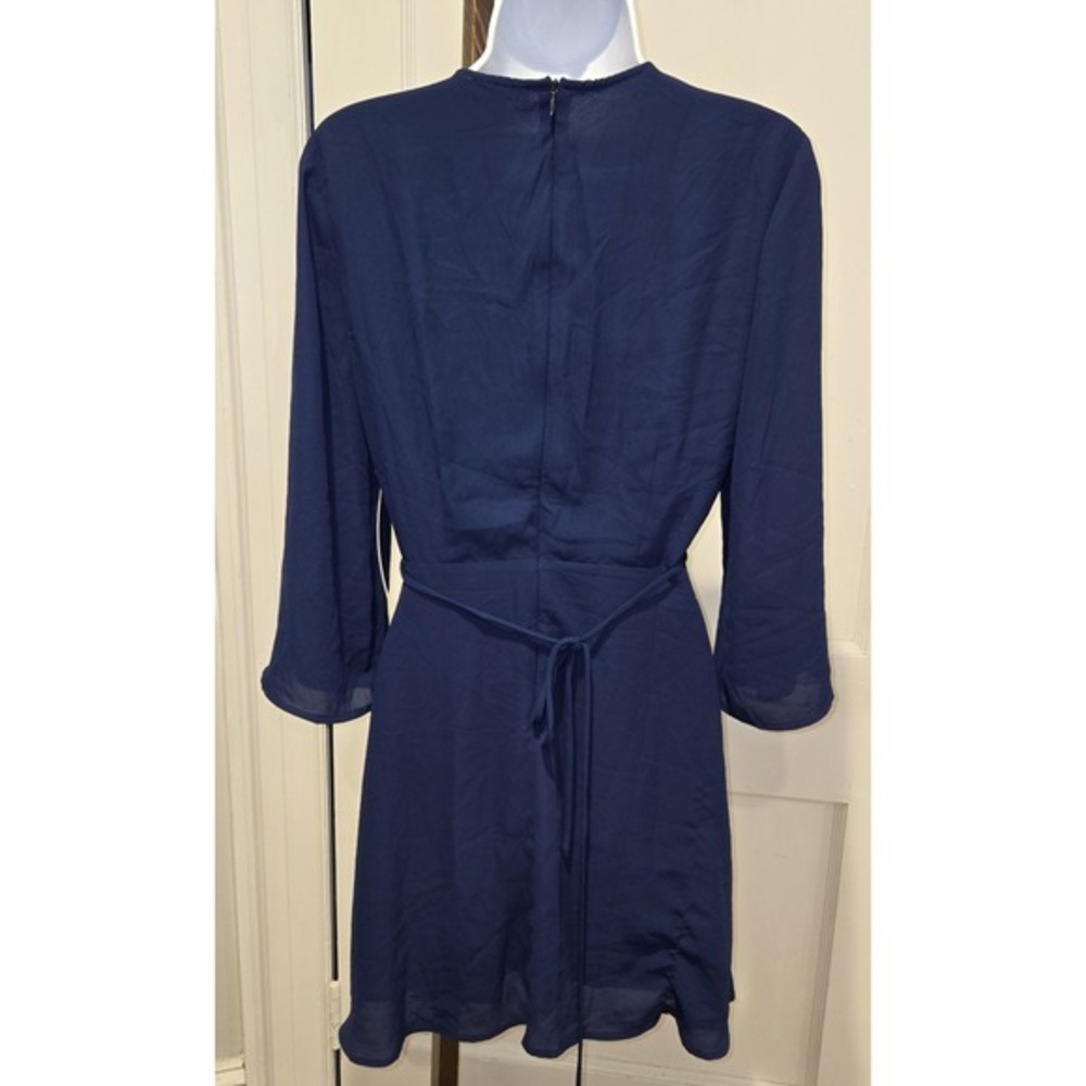 NWT AQUA Blue Chiffon Ruffle V-Neck Fun Flirty Casual to Cocktail Dress M - Picture 5 of 10